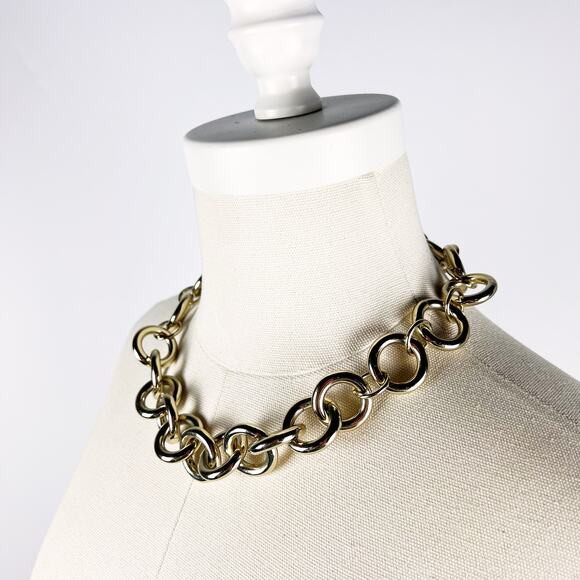 J. Crew gold tone large chunky chain necklace - Picture 4 of 5